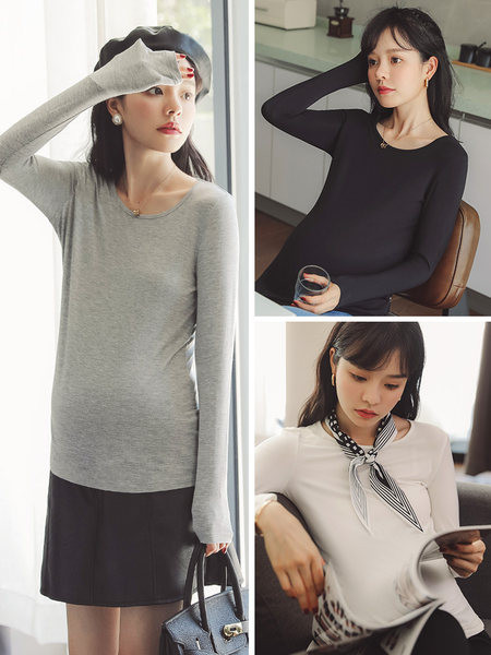 Naiste vabaaja ovaalse kaelusega raseda pluus