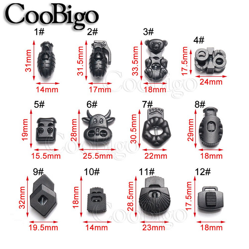 Plastični čep za zaključavanje kabela Opruga Preklopna stezaljka Uže Spojnica Kopča DIY Torba s uzicom Sportska odjeća Šešir Dodatak za vezice Crna 50 kom