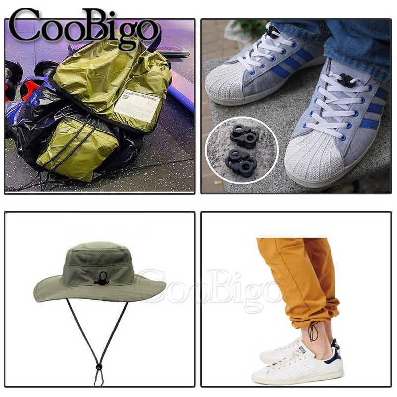 Plastični čep za zaključavanje kabela Opruga Preklopna stezaljka Uže Spojnica Kopča DIY Torba s uzicom Sportska odjeća Šešir Dodatak za vezice Crna 50 kom