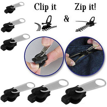 6 τεμάχια/σετ μαύρο ή καφέ Instant Zipper γενικής χρήσης Αντικατάσταση κιτ επισκευής φερμουάρ Instant Fix Zip Slider νέο φερμουάρ ραπτικής