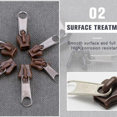 6 kusov/sada čiernej alebo hnedej univerzálnej sady na okamžitú opravu zipsu s okamžitou opravou, náhradný zips, nový zips na šitie.