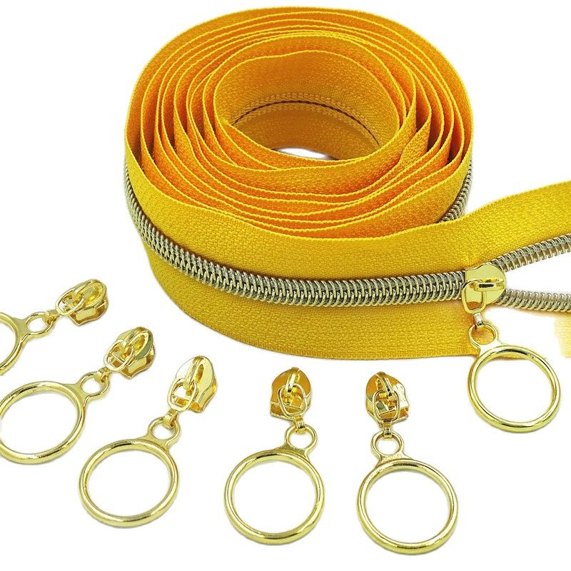 Argintiu auriu Colorat 20 buc 5# Nailon Cerc Fermoar Extractor Accesorii pentru îmbrăcăminte Din aliaj de zinc Extractor pentru bagaje și Textile de casă