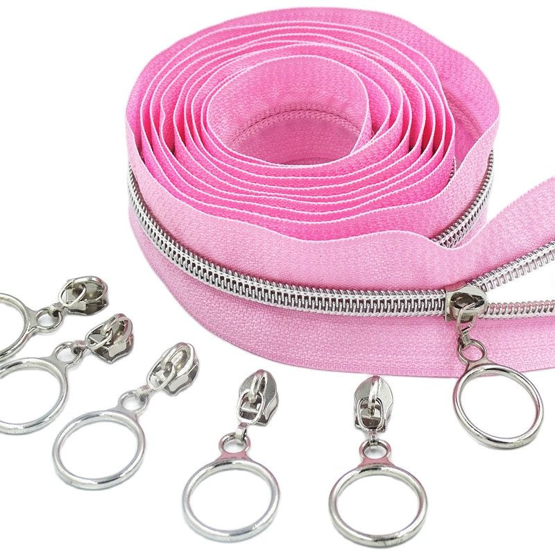 Argintiu auriu Colorat 20 buc 5# Nailon Cerc Fermoar Extractor Accesorii pentru îmbrăcăminte Din aliaj de zinc Extractor pentru bagaje și Textile de casă