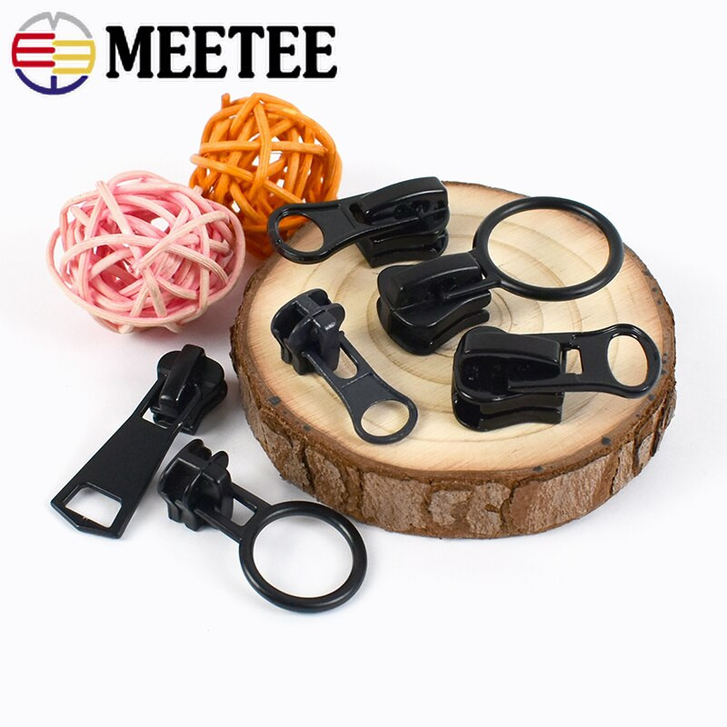 Meetee 10gab 3# 5# 8# 10# 15# Rāvējslēdzēju slīdņi sveķu rāvējslēdzējiem Apģērbi Jaka Rāvējslēdzēji Galvas remonta komplekts DIY šūšanas rāvējslēdzēja slīdnis