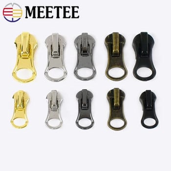 Meetee 10Pcs 3# 5# 8# Ρετρό μπρονζέ συρόμενο φερμουάρ για μεταλλικά φερμουάρ Τσάντα μπουφάν με φερμουάρ Κεφαλή DIY Ρούχα Slider Puller Repair Εφαρμογή