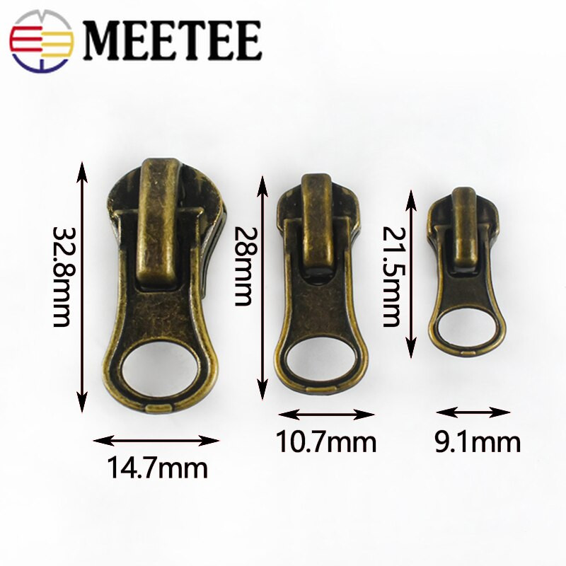 Meetee 10 tk 3# 5# 8# retro pronksist tõmblukuga liugur metallist tõmblukkudele kott jakk tõmbluku pea DIY riided liugur tõmblukk parandusliitmik