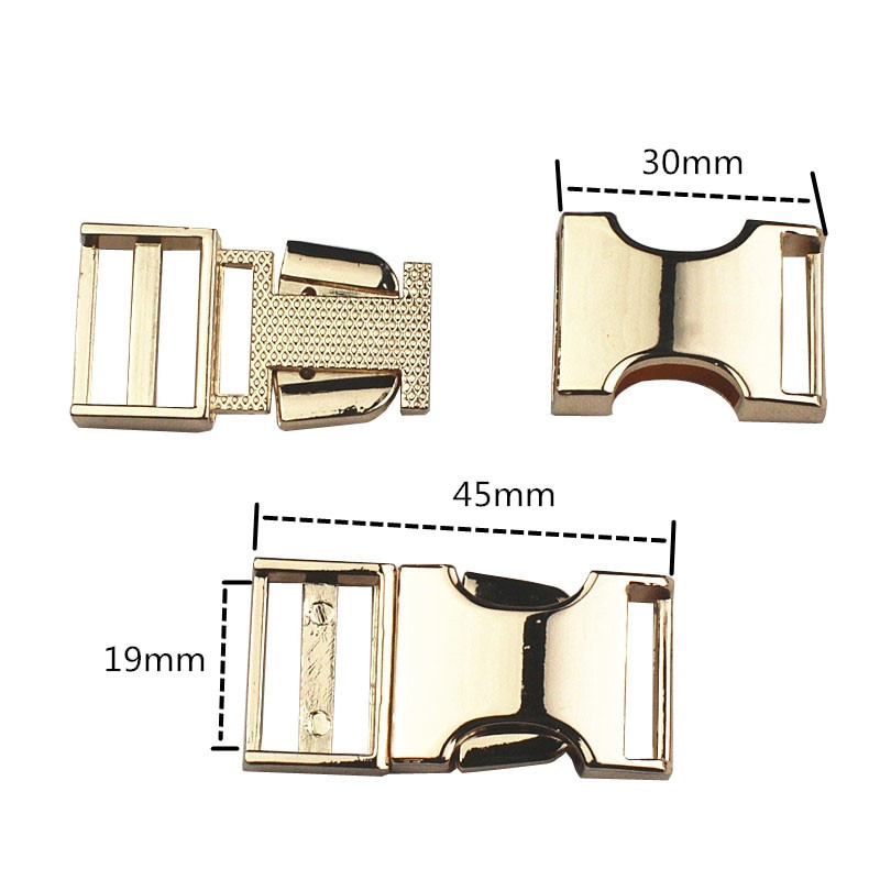 1 sada zlatá/strieborná/čierna 19 mm kovová bočná pracka na obojok, vodítko pre psa, náhrdelník, náramok, šijací doplnok, háčik na paracordový opasok