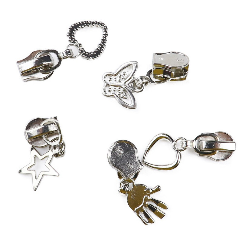 10 ks strieborný zips s automatickým zámkom, 5# univerzálny kovový zipsový posúvač na šitie odevov, doplnkov, krajčírskeho kabáta a dekorácie