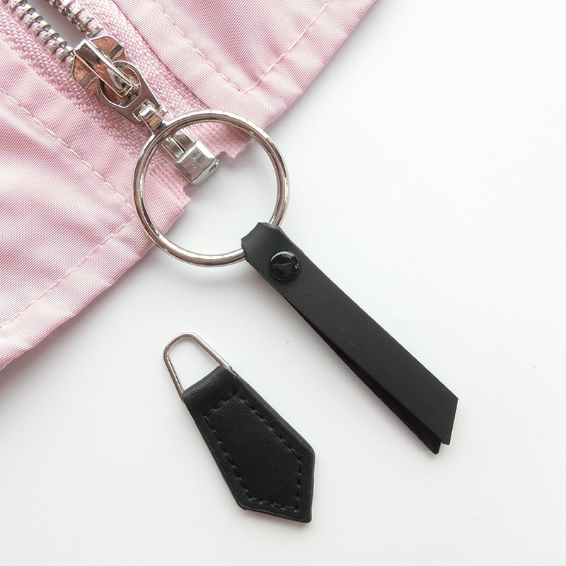 1 tk kunstnahast tõmblukuga liugurid seljakoti rõivatarvikud rihmaga ripatsi nööri jaoks tõmbluku pea DIY rõivaste õmblemine