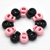 Ružová pružinová plastová zátka na šnúrku 20 mm okrúhly tvar s jedným otvorom na zapínanie na oblečenie, šnúrky do topánok, remeslá, výroba - 10 ks