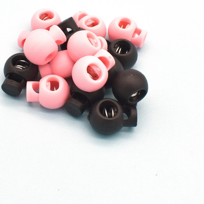 Ružová pružinová plastová zátka na šnúrku 20 mm okrúhly tvar s jedným otvorom na zapínanie na oblečenie, šnúrky do topánok, remeslá, výroba - 10 ks