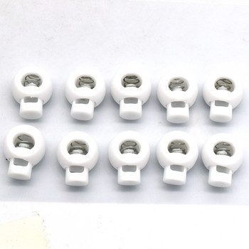 Λευκό 20mm Πλαστικό ρυθμιστή κλειδαριάς κορδονιού Εναλλαγή εναλλαγής μονής τρύπας για ποικιλία Suiteble Rope Stopper Clothing Κορδόνι παπουτσιών DIY Crafts-10