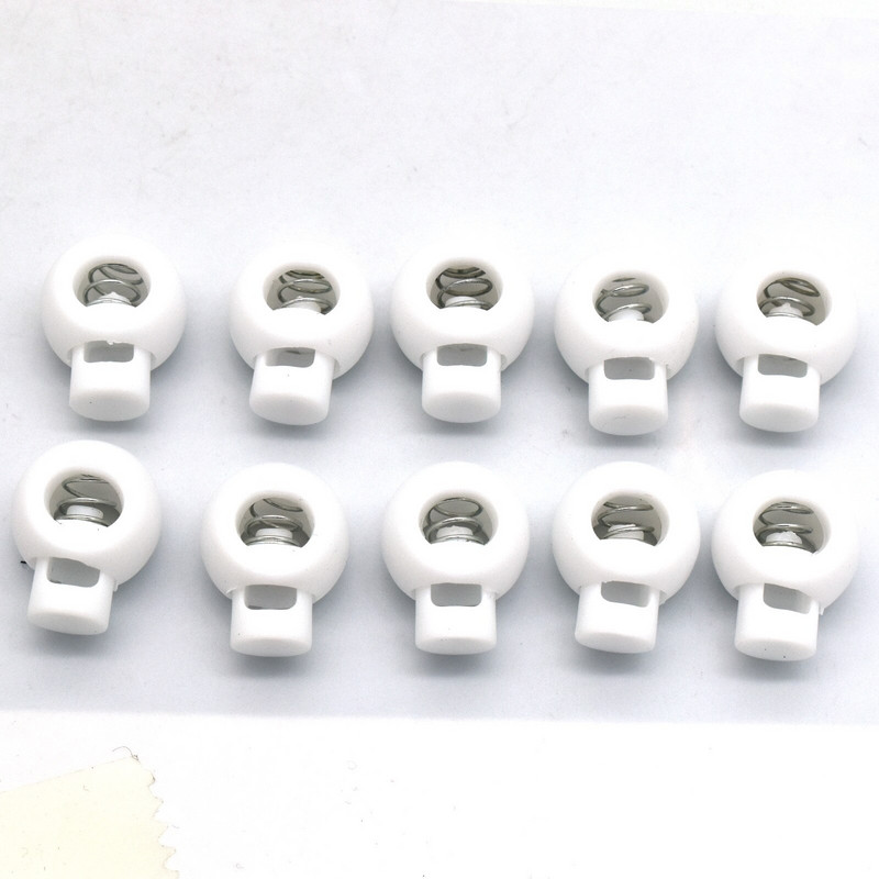 Baltas 20 mm plastikinio laido užrakto reguliatorius, vienos skylės jungiklis, skirtas įvairiems tinkamiems virviniams kamščiams Drabužių batų raištėms „pasidaryk pats“ Crafts-10