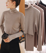 Naiste vabaaja kõrge polo kraega pluus - mitut värvi