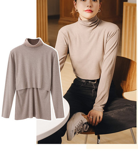 Naiste vabaaja kõrge polo kraega pluus - mitut värvi