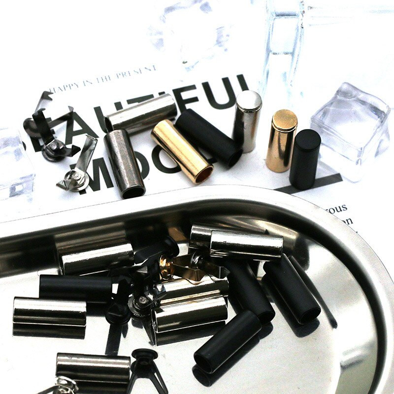 Nuimamas metalinis kamštis su dangteliu, stačiakampio laido galai, užrakto kamščiai virvėms drabužių dalims „pasidaryk pats“ drabužių dirželių priedai