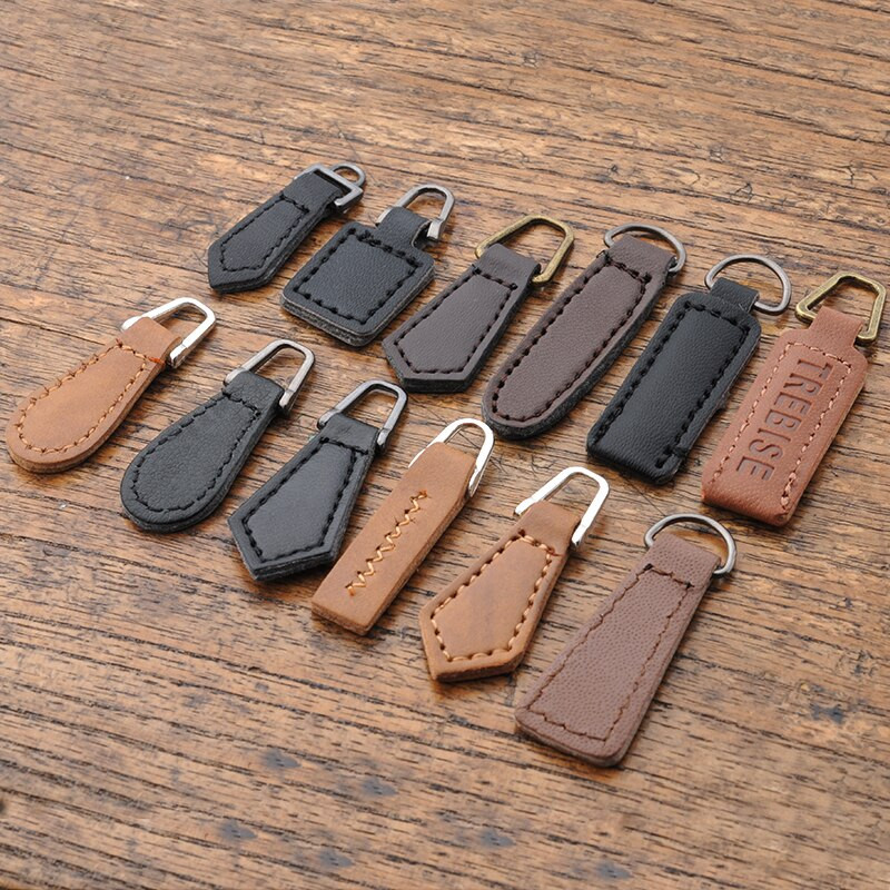 2 τμχ Δερμάτινο φερμουάρ Κεφαλή έλξης Ανθεκτικό σακίδιο πλάτης Αξεσουάρ ένδυσης Πολύχρωμο κορδόνι έλξης φερμουάρ DIY Ράψιμο ένδυσης