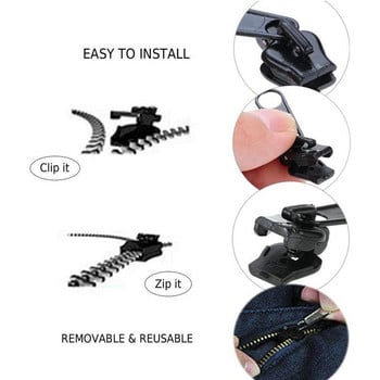 6PCS Universal Zipper Instant Fix Zipper Repair Ραπτική ένδυσης Αντικατάσταση φερμουάρ SML 3 Μέγεθος Fix A Zipper