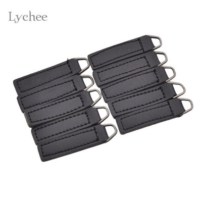 Lychee Life 10 ks kožených visačiek na zips, čierna káva, zipsová hlava, DIY ručné práce, šitie, krajčírske náradie, odevné doplnky