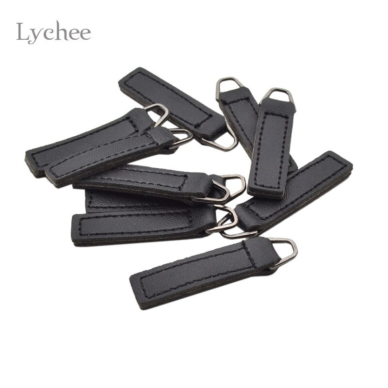 Lychee Life 10 ks kožených visačiek na zips, čierna káva, zipsová hlava, DIY ručné práce, šitie, krajčírske náradie, odevné doplnky