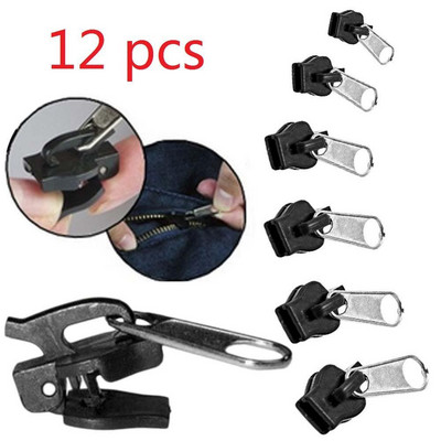 12/6Pcs 3 Sizes Universal Instant Fix Zipper Repair Kit Replacement Zip Slider Teeth Rescue New Design Zippers Sewing Clothes