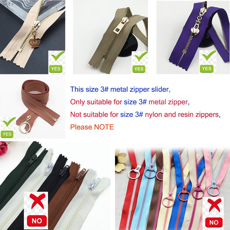 5 ks módnych 3# kovových zipsových jazdcov na bundy, oblečenie, zipsy, ťahadlá pre DIY tašky, šijacie príslušenstvo P108