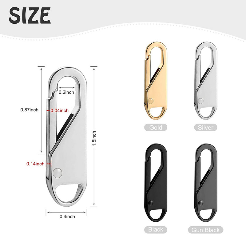 10/5 vnt Universalus užtrauktuko traukiklis, nuimamas metalinis užtrauktuko galvutės taisymo rinkinys, skirtas užtrauktuko slankikliui, „pasidaryk pats“ amatų siuvimo drabužių priedai