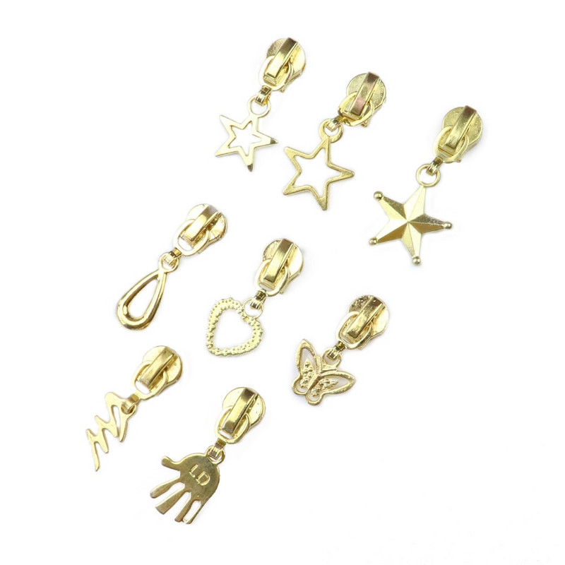 10PCS Метална глава с цип 5# Моден златен плъзгач с цип за Направи си сам Шиене на дрехи, Яке, Занаяти, Аксесоари, Шивашки инструменти, ръкоделие