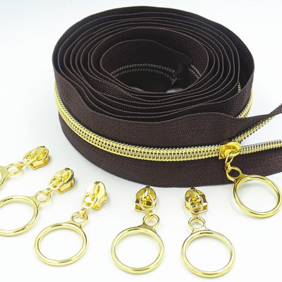 2 metrai 4 slankiklis 5# auksinis sidabrinis slankiklis dantis didelis nailono gabalas ritės kodas "pasidaryk pats" buitinis siuvimo užtrauktukas