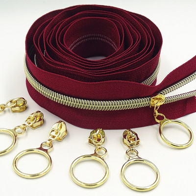 2 metrai 4 slankiklis 5# auksinis sidabrinis slankiklis dantis didelis nailono gabalas ritės kodas "pasidaryk pats" buitinis siuvimo užtrauktukas