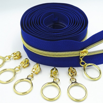 2 metrai 4 slankiklis 5# auksinis sidabrinis slankiklis dantis didelis nailono gabalas ritės kodas "pasidaryk pats" buitinis siuvimo užtrauktukas