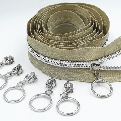 2 metrai 4 slankiklis 5# auksinis sidabrinis slankiklis dantis didelis nailono gabalas ritės kodas "pasidaryk pats" buitinis siuvimo užtrauktukas