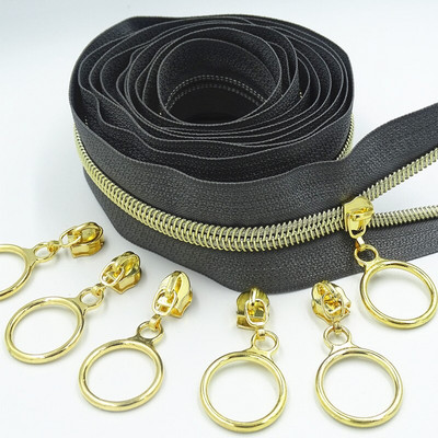 2 metrai 4 slankiklis 5# auksinis sidabrinis slankiklis dantis didelis nailono gabalas ritės kodas "pasidaryk pats" buitinis siuvimo užtrauktukas