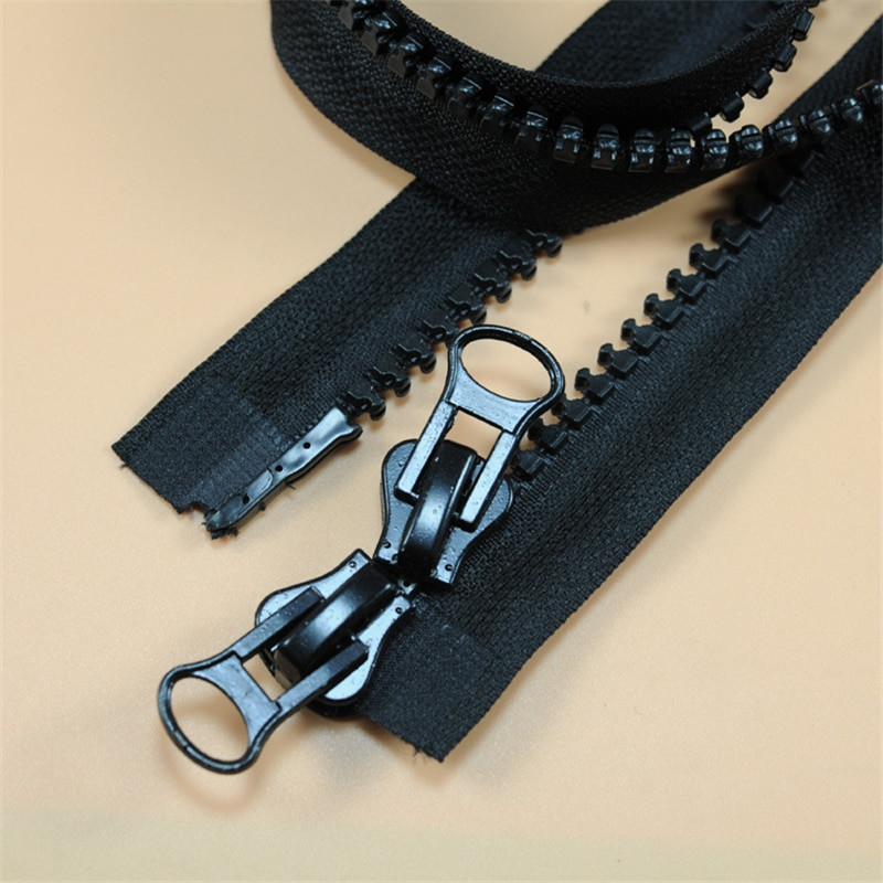 Nr.5 Dervos užtrauktukai, skirti siūti stambaus danties, dvigubai atviras dvigubas užtrauktukas miegmaišis Tent Down Striukė Užtrauktukas Juoda Balta IQ006