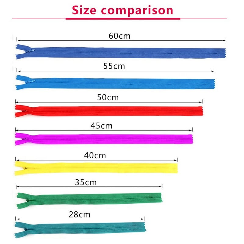 10 tk / pakk 28 cm 35 cm 40 cm 45 cm 50 cm 55 cm 60 cm 3# nähtamatu tõmblukk nailonist spiraaltõmblukk käsitsi valmistatud riideõmblustarvikute jaoks