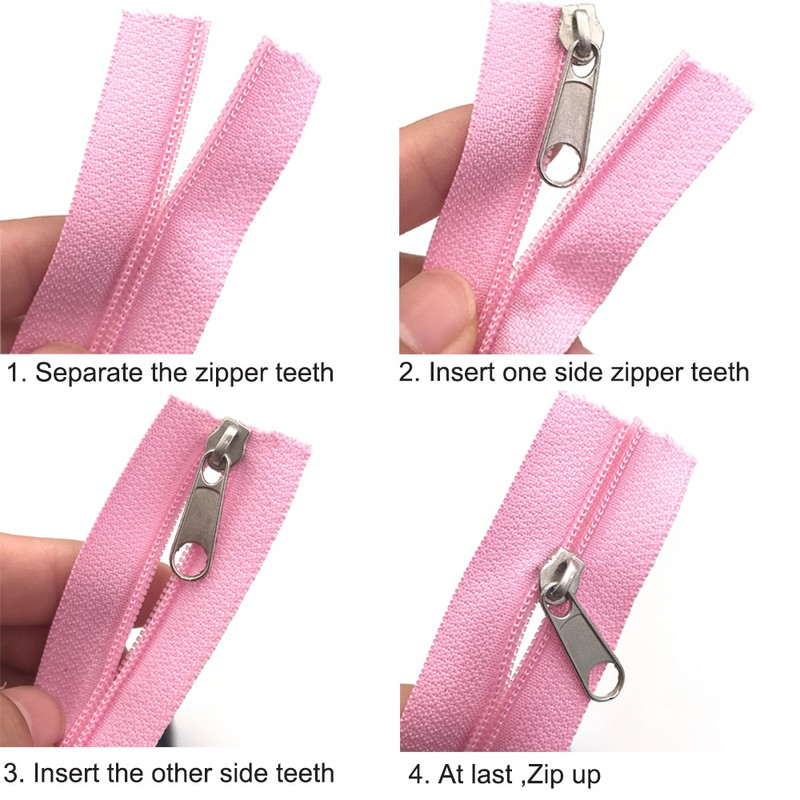 Φερμουάρ 5 μέτρων φερμουάρ by the Yard Nylon Coil Zippers με 10τμχ φερμουάρ για τσάντες, τσάντες και άλλα έργα ραπτικής