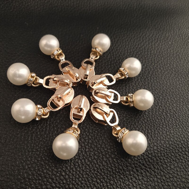 10 ks 3/5 # Dekoratívne perlové zipsy so sťahovákom, zlatý zips, sťahovák na tašky, oblečenie, topánky, DIY remeslá, prívesky, ozdoby