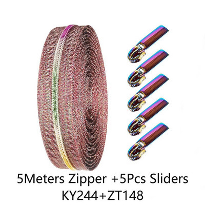 5# Nylonová zipsová páska a dúhové zipsy, sťahovák, posúvač, dekoratívna taška, oblečenie, bunda, sada na opravu zipsov, šijacie uzávery, príslušenstvo