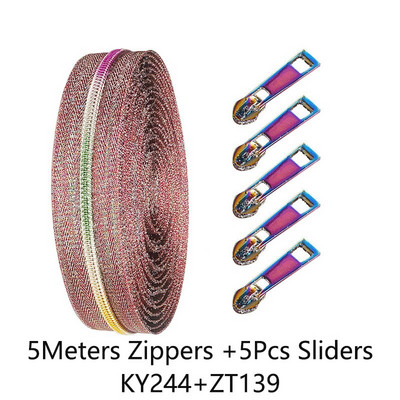5# Nylonová zipsová páska a dúhové zipsy, sťahovák, posúvač, dekoratívna taška, oblečenie, bunda, sada na opravu zipsov, šijacie uzávery, príslušenstvo
