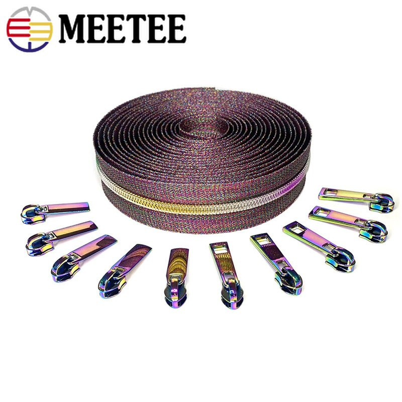 5# Nylonová zipsová páska a dúhové zipsy, sťahovák, posúvač, dekoratívna taška, oblečenie, bunda, sada na opravu zipsov, šijacie uzávery, príslušenstvo