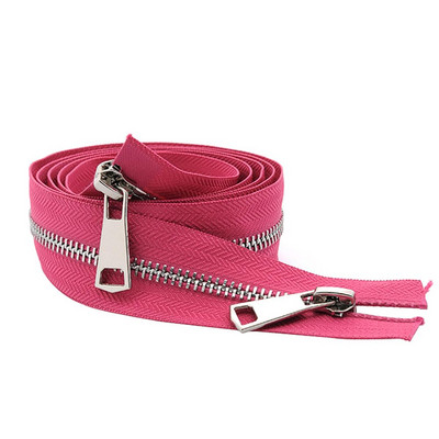 30/40/50/60/70/80 cm 5# Spalvingi aukštos kokybės atviri dvigubi slankikliai Sidabriniai metaliniai užtrauktukai „Pasidaryk pats“ audiniai kišeniniai drabužiai