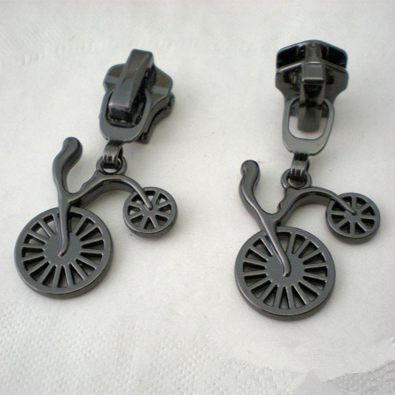 DONYAMY 5PCS 5# DIY glava za povlačenje metalnog patentnog zatvarača u obliku bicikla