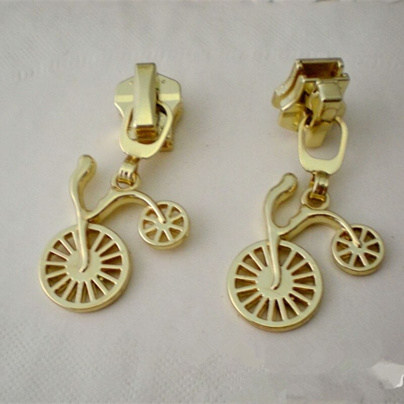 DONYAMY 5PCS 5# DIY glava za povlačenje metalnog patentnog zatvarača u obliku bicikla