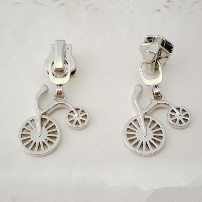 DONYAMY 5PCS 5# DIY glava za povlačenje metalnog patentnog zatvarača u obliku bicikla