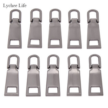Lychee Life 10Pcs/lot 5# Μεταλλικά φερμουάρ διπλής όψης για κιτ επισκευής φερμουάρ Diy Zipper Pull Slider DIY Υλικά ραπτικής