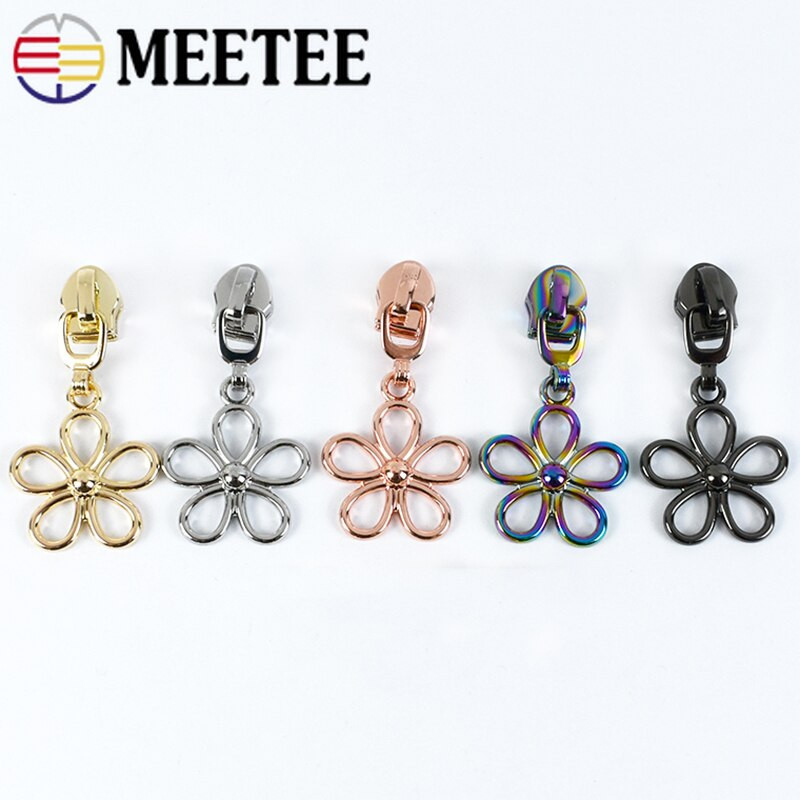 10 buc. 5 # Nailon Fermoar Slider Fermoare din metal cu flori Cap de tragere pentru Fermoare din Nylon Geanta Geanta Fermoar Reparare Imbracaminte Accesorii de cusut