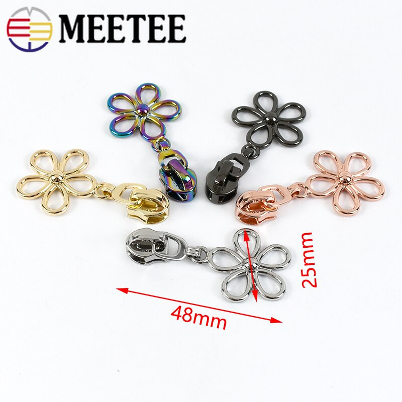 10 buc. 5 # Nailon Fermoar Slider Fermoare din metal cu flori Cap de tragere pentru Fermoare din Nylon Geanta Geanta Fermoar Reparare Imbracaminte Accesorii de cusut