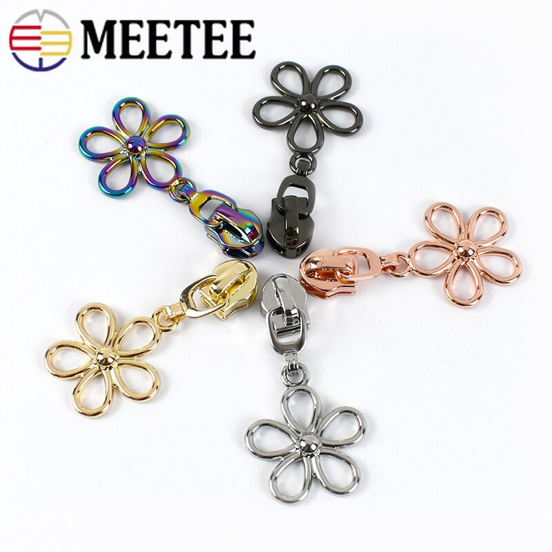 10 buc. 5 # Nailon Fermoar Slider Fermoare din metal cu flori Cap de tragere pentru Fermoare din Nylon Geanta Geanta Fermoar Reparare Imbracaminte Accesorii de cusut