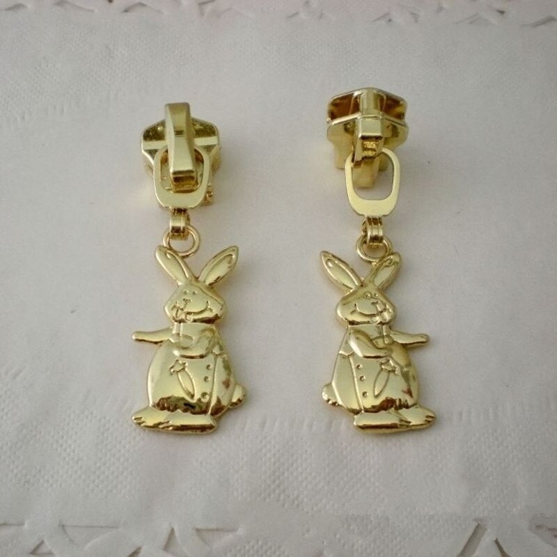 DONYAMY 5tk 5# DIY Small Rabbit Metal Zipper Pull Hhead