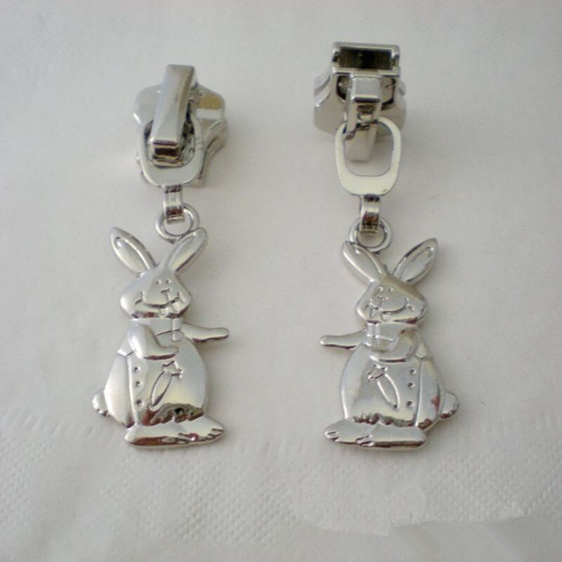 DONYAMY 5tk 5# DIY Small Rabbit Metal Zipper Pull Hhead